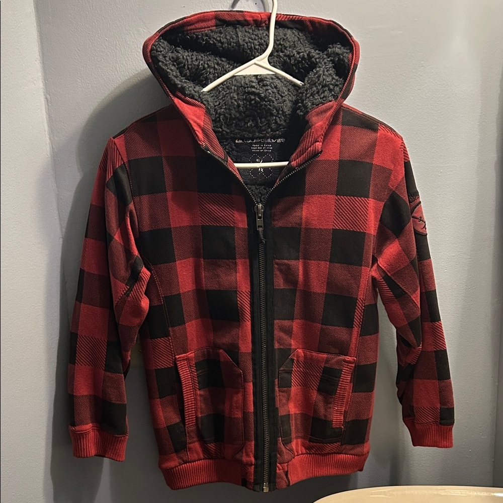 Quiksilver Red and Black Plaid Jacket